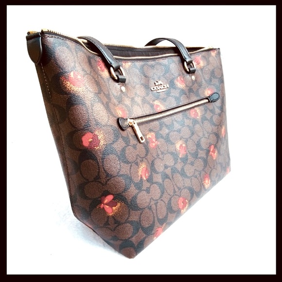 COACH Galley Tote Pop Floral signature leather canvas shoulder bag #5803 - Picture 2 of 13